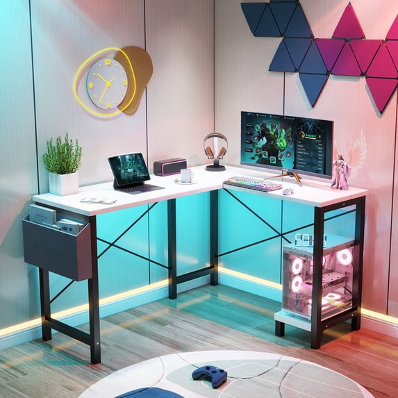 Aidoly 50" Corner Workstation with CPU Stand & Storage - Reversible L-Shaped Computer Desk for Home Office & Gaming