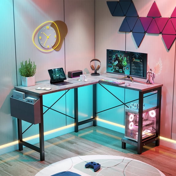 Aidoly 50" Corner Workstation with CPU Stand & Storage - Reversible L-Shaped Computer Desk for Home Office & Gaming
