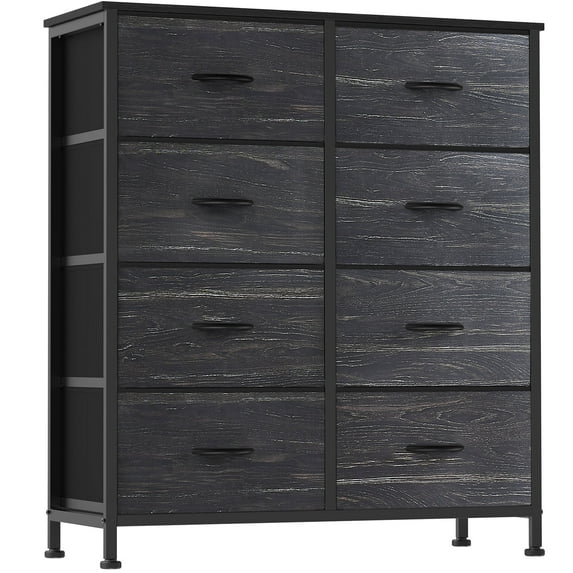 Aidoly Dresser for Bedroom, 8 Storage Drawers, Anti-Tip Fabric Closet Chests Organizer Tower Furniture with Wooden Top Metal Frame for Clothes, Living Room, Hallway, Entryway