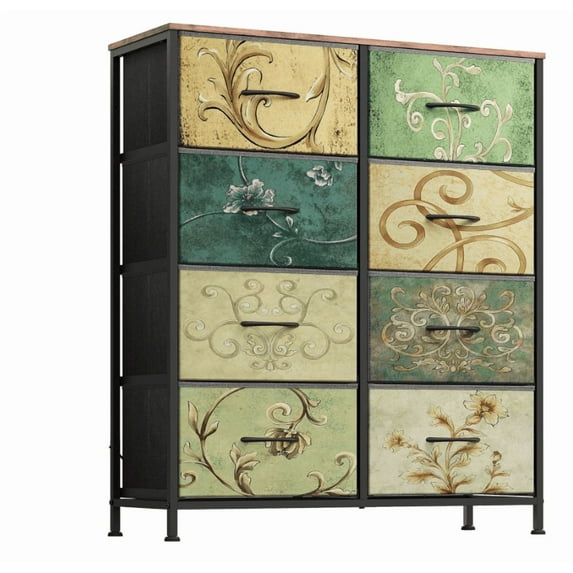 Aidoly Dresser for Bedroom, 8 Storage Drawers, Anti-Tip Fabric Closet Chests Organizer Tower Furniture with Wooden Top Metal Frame for Clothes, Living Room, Hallway, Entryway