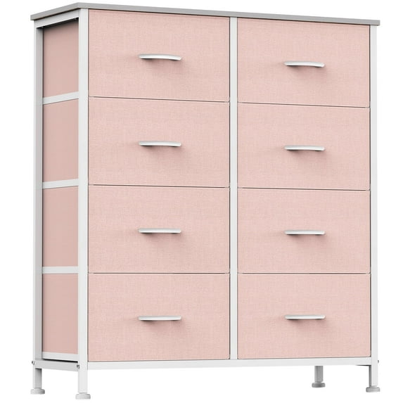 Aidoly Dresser for Bedroom, 8 Storage Drawers, Anti-Tip Fabric Closet Chests Organizer Tower Furniture with Wooden Top Metal Frame for Clothes, Living Room, Hallway, Entryway