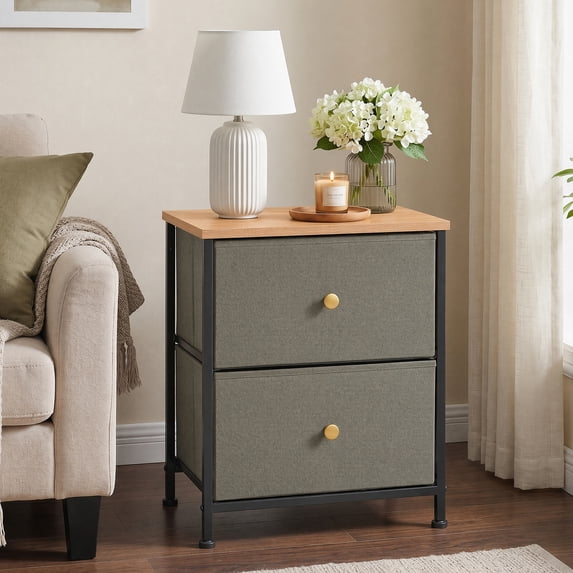 Aidoly Stylish 2-Drawer Nightstand( 2-Piece) – Practical Storage Table for Home, Office, Dorm & Entryway