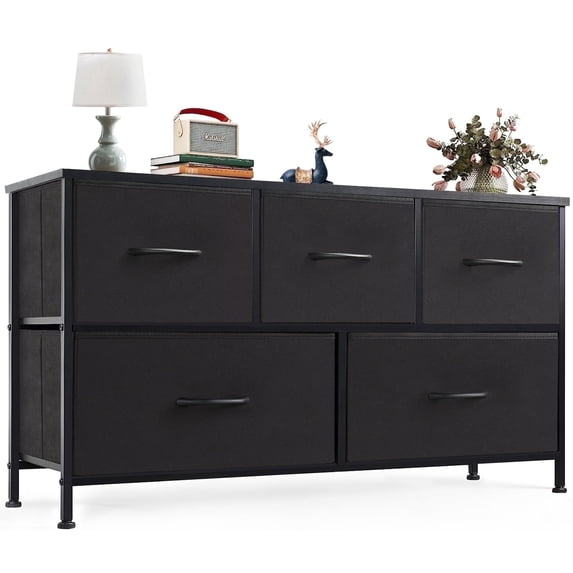 Aidoly Drawer Dresser with Wooden Top, Adjustable Feet, Sturdy Metal Frame Dressers for Bedroom, Living Room