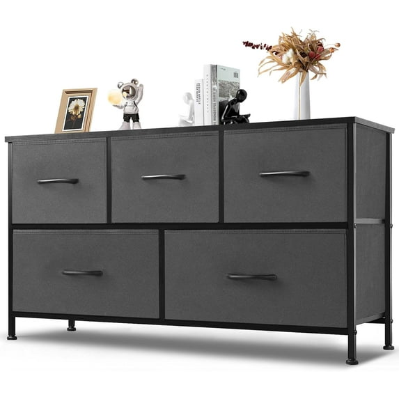 Aidoly Drawer Dresser with Wooden Top, Adjustable Feet, Sturdy Metal Frame Dressers for Bedroom, Living Room