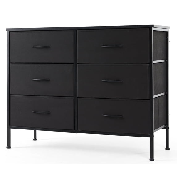 Aidoly Bedroom Dresser, Storage Drawers, Anti-Tip Wide Fabric Closet Chests Organizer Tower Furniture with Wooden Top Metal Frame for Living Room, Hallway, Entryway