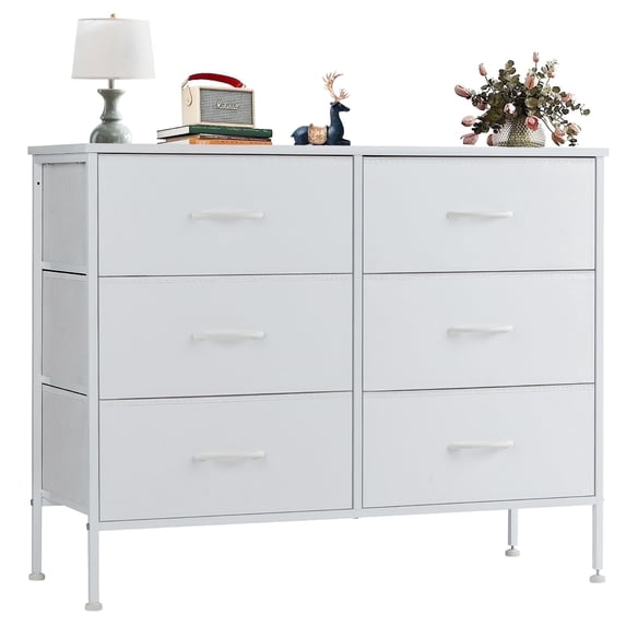 Aidoly Bedroom Dresser, Storage Drawers, Anti-Tip Wide Fabric Closet Chests Organizer Tower Furniture with Wooden Top Metal Frame for Living Room, Hallway, Entryway