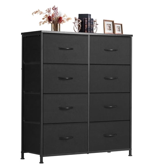 Aidoly Dresser for Bedroom, 8 Storage Drawers, Anti-Tip Fabric Closet Chests Organizer Tower Furniture with Wooden Top Metal Frame for Clothes, Living Room, Hallway, Entryway