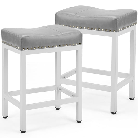 Aidoly Set of 2, 24 Inch Counter Stools - Ergonomic Saddle Seat with Metal Frame & Footrest for Kitchen Island, Living Room