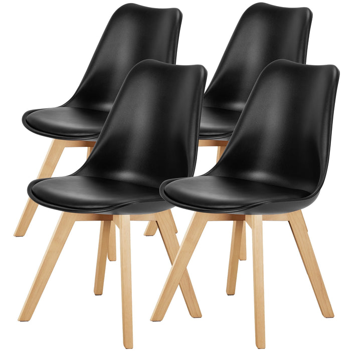 Aidoly Set of 4 Dining Kitchen Chairs, Modern Chair with Wood Legs, PU Leather with Soft Cushion
