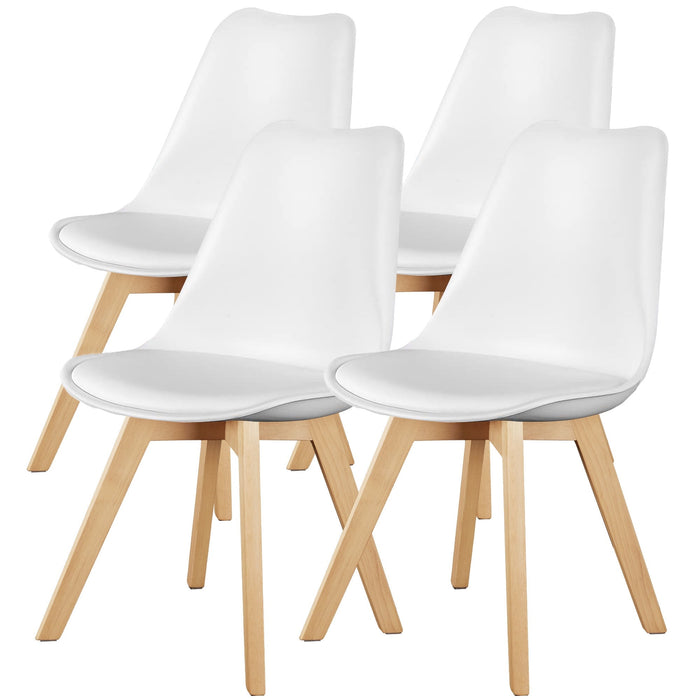 Aidoly Set of 4 Dining Kitchen Chairs, Modern Chair with Wood Legs, PU Leather with Soft Cushion
