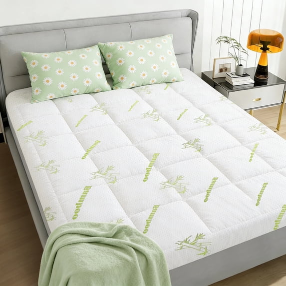 Aidoly&nbsp; Cooling Mattress Topper with Bamboo Viscose - Bed Topper Mattress Cover with 8-16 Inch Deep Pocket for Pressure Relief &amp; Hot Sleepers