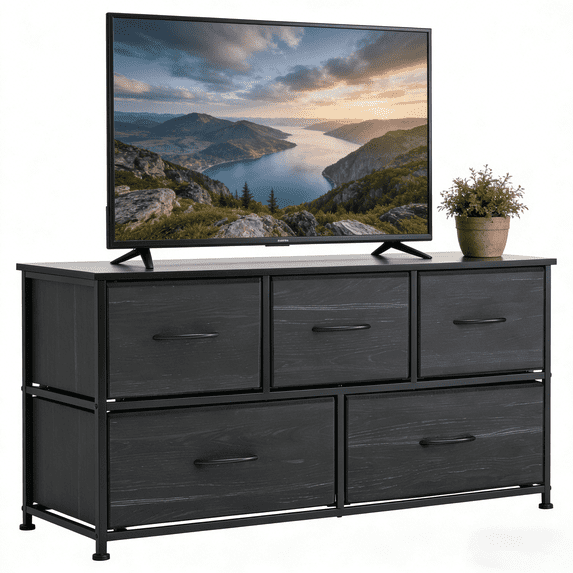 Aidoly Drawer Dresser with Wooden Top, Adjustable Feet, Sturdy Metal Frame Dressers for Bedroom, Living Room