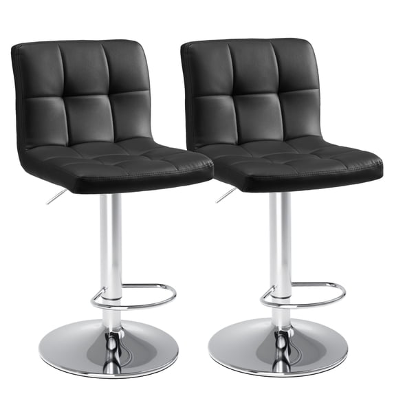 Bar Stools Set of 2, Adjustable PU Leather Barstools with Back, Swivel Armless Counter Height Chairs for Kitchen Island & Dining Room