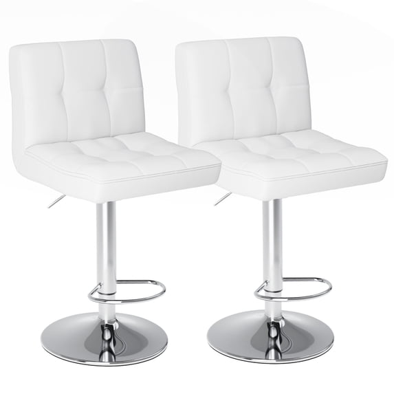 Bar Stools Set of 2, Adjustable PU Leather Barstools with Back, Swivel Armless Counter Height Chairs for Kitchen Island & Dining Room