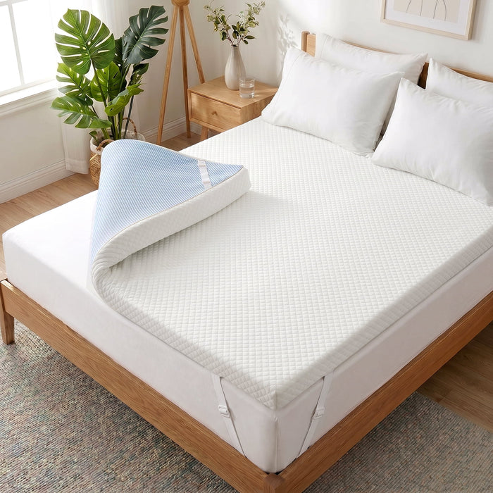 Beddle King Cooling Mattress Topper with Removable Washable Cover, 2 Inch Gel Pressure Relief Memory Foam Bed Topper, Non-Slip Straps, CertiPUR-US Certified