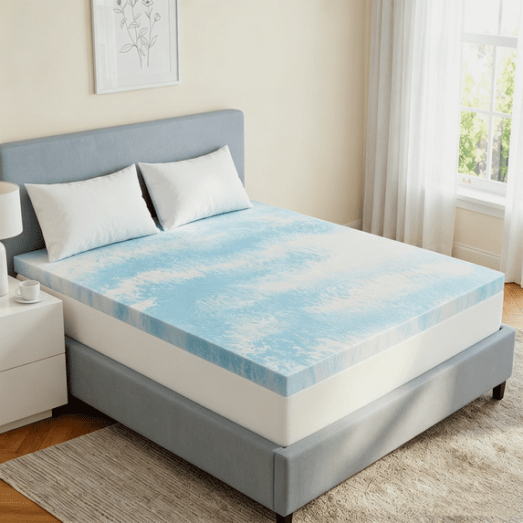 Beddle 4 Inch Cooling Gel Memory Foam Mattress Topper, Twin Size Pressure Relief Bed Topper, Body-Conforming Support, CertiPUR-US Certified