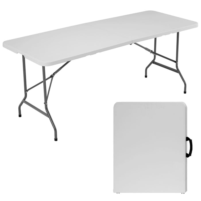 Beddle 6ft Folding Table Outdoor Indoor Heavy Duty Portable Plastic Desk with Carrying Handle for Camping Picnic Party