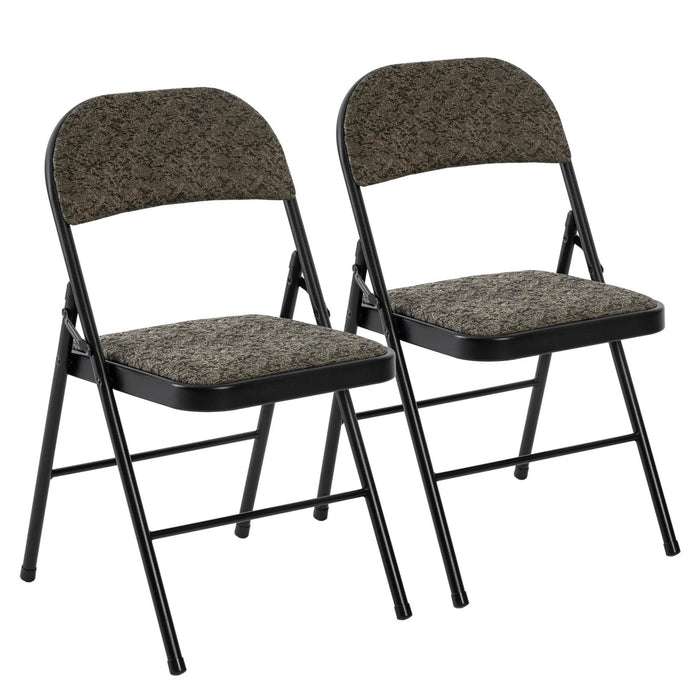 Beddle Folding Chairs, 2-Pack PU Leather Padded Seat and Back Dining Chairs, Event Chairs for Home, Office, Parties, Indoor & Outdoor, Black