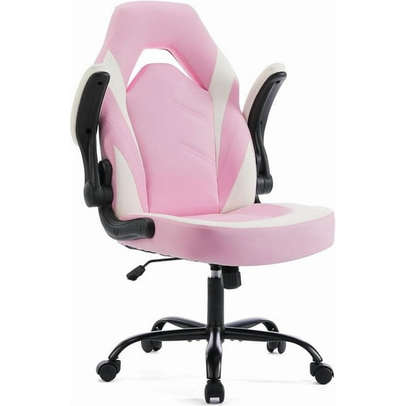 Beddle Gaming Office Chair, Ergonomic PU Leather High Back Swivel Computer Desk Chair with Flip-up Arms, Lumbar Support, Black Blue