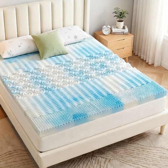Beddle Mattress 2 Inch Egg Crate Memory Foam Mattress Topper with Cooling Gel Infusion, CertiPUR-US Certified, Dorm Essentials