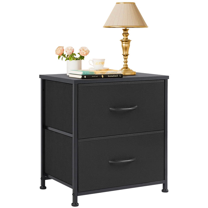 Beddle Nightstand, End Table Side Table with 2 Fabric Drawers Bedside Table for Bedroom, Dorm