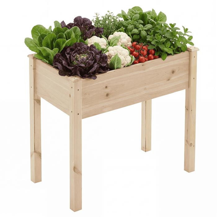 Beddle Outdoor Wood Raised Garden Bed, Elevated Reinforced Large Planter Box for Vegetable Flower Backyard Patio Gardening Balcony & Bed Liner