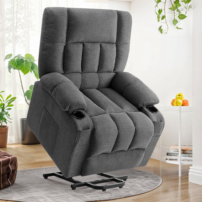 Oversized Recliners , 21.6" Wide Single Recliner Chairs for Adults, Breathable Fabric Reclining Chair Manual Sofas, Brown