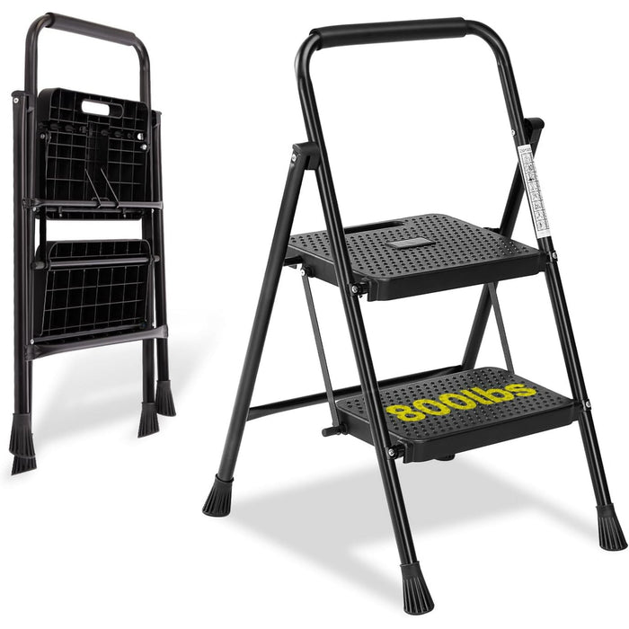 Betcozy Step Stool, 2/3 Step Folding Ladder with Wide Non-Slip Pedal, Holp up to 800lbs, for Home, Kitchen, Outdoor