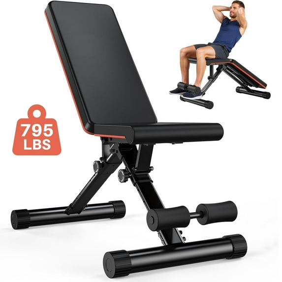 Betcozy Weight Bench, Adjustable Workout Bench with Thickened Steel, Foldable Bench Press with 795LBS Capacity, for Home Gym