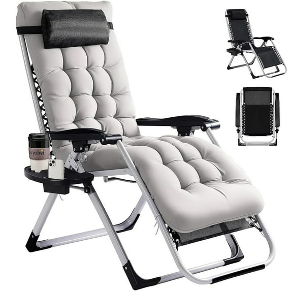 Betcozy Zero Gravity Chairs, Patio Folding Lawn Outdoor Lounge Gravity Camp Reclining Lounge Chair with Cup Holder Pillows for Poolside Backyard and Beach