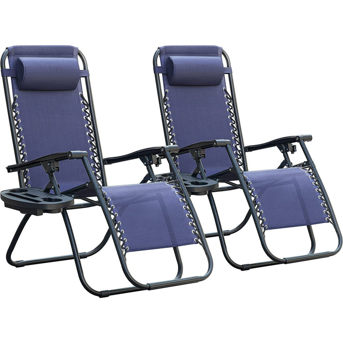 Betcozy Zero Gravity Chairs, Set of 2 Patio Folding Lawn Outdoor Lounge Gravity Camp Reclining Lounge Chair with Cup Holder Pillows for Poolside Backyard and Beach