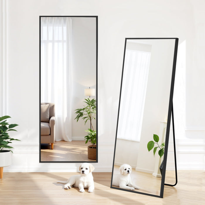 Blorly Full Length Mirror Standing Rectangle Floor Mirrors Body Dressing Wall-Mounted Mirror, Black