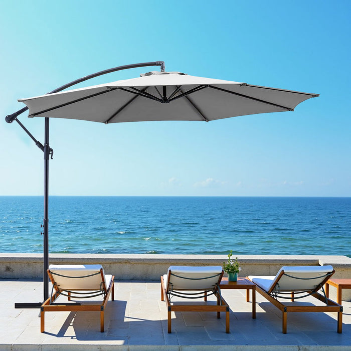Betcozy Offset Patio Umbrella, Hanging Cantilever Umbrella with Easy Tilt Adjustment, 8 Ribs, UV Protection
