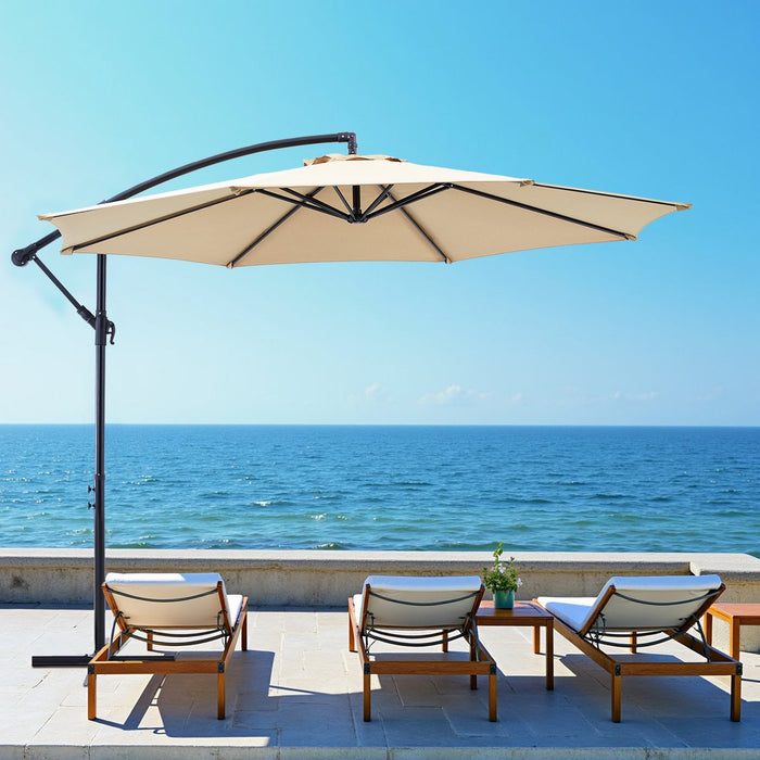 Betcozy Offset Patio Umbrella, Hanging Cantilever Umbrella with Easy Tilt Adjustment, 8 Ribs, UV Protection