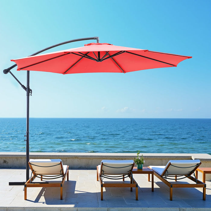 Betcozy Offset Patio Umbrella, Hanging Cantilever Umbrella with Easy Tilt Adjustment, 8 Ribs, UV Protection