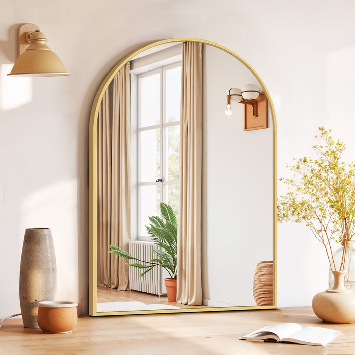 Blorly Bathroom Mirror, Black Wall Vanity Arch Mirror, Rounded Arch Mirror, Anti-Rust, Tempered Glass, Hangs Vertically