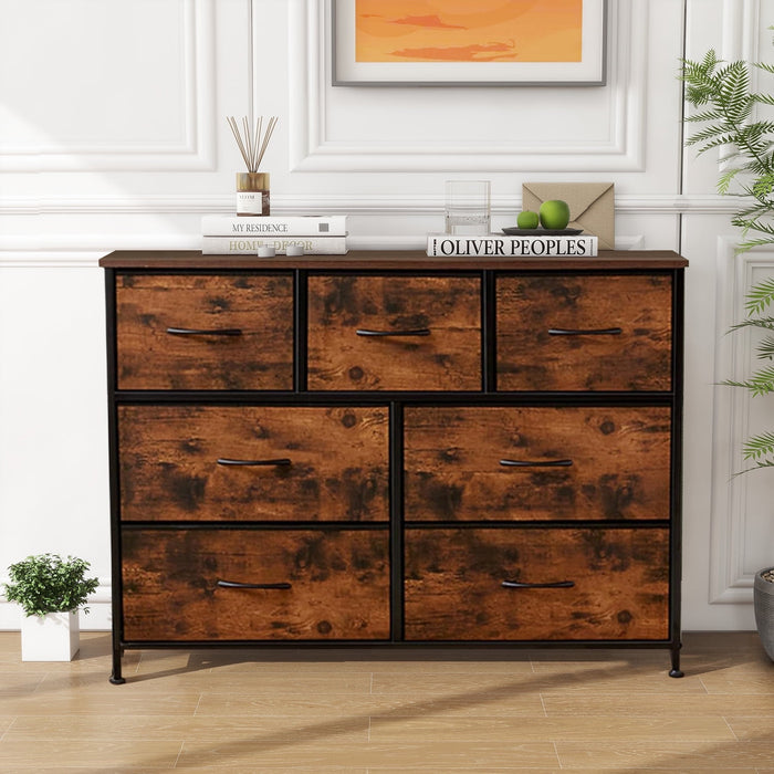 TINKLE WELL 7 Drawers Dresser, Modern Simple TV Cabinet with Storage Drawers, Fabric TV Console, Media Gaming Stand for Living Room, Bedroom