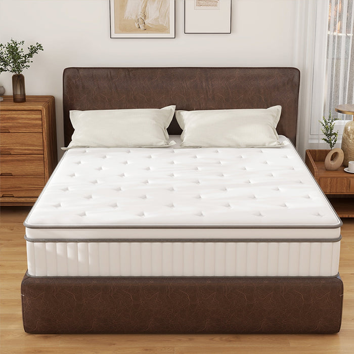 12 Inch Twin Size Hybrid Mattress in a box , Gel Memory Foam and Spring Mattress Support and Pressure Relief, Medium Firmness, White