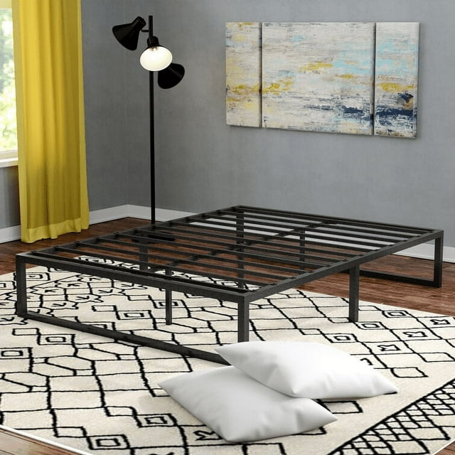Cal King Size Platform , Heavy Duty Metal Bed Frame with Under Bed Storage Space