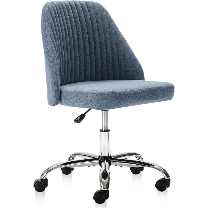 Colorful Linen Desk Chair, Comfy Thick Seat with Swivel Wheels, Armless Task Chair
