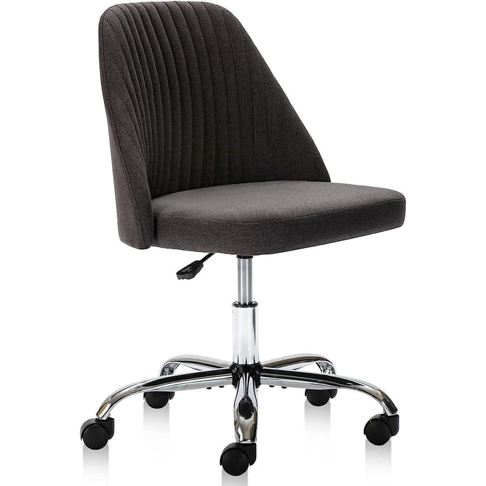 Colorful Linen Desk Chair, Comfy Thick Seat with Swivel Wheels, Armless Task Chair