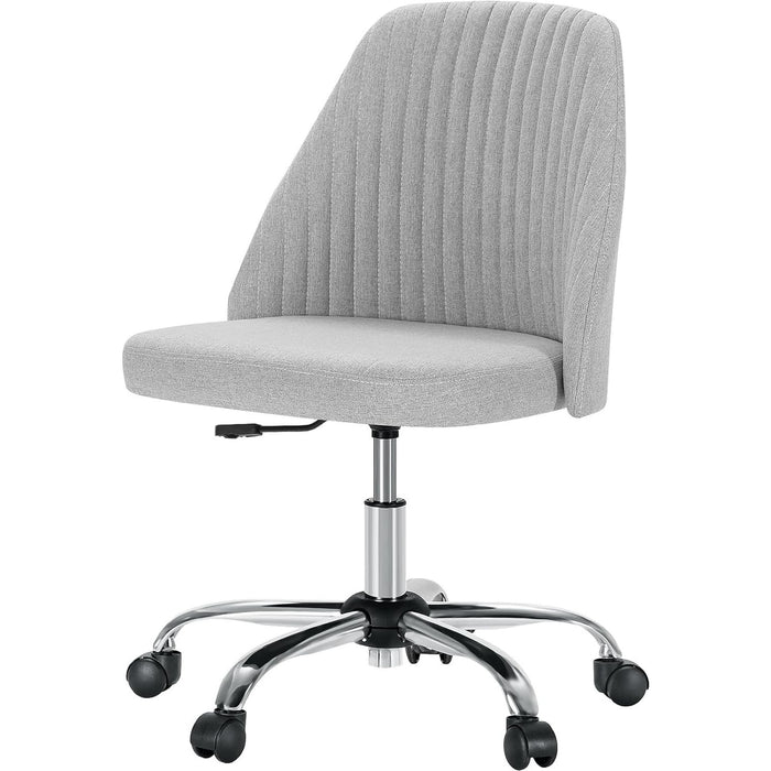 Colorful Linen Desk Chair, Comfy Thick Seat with Swivel Wheels, Armless Task Chair