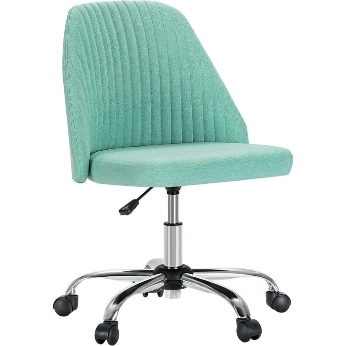 Colorful Linen Desk Chair, Comfy Thick Seat with Swivel Wheels, Armless Task Chair