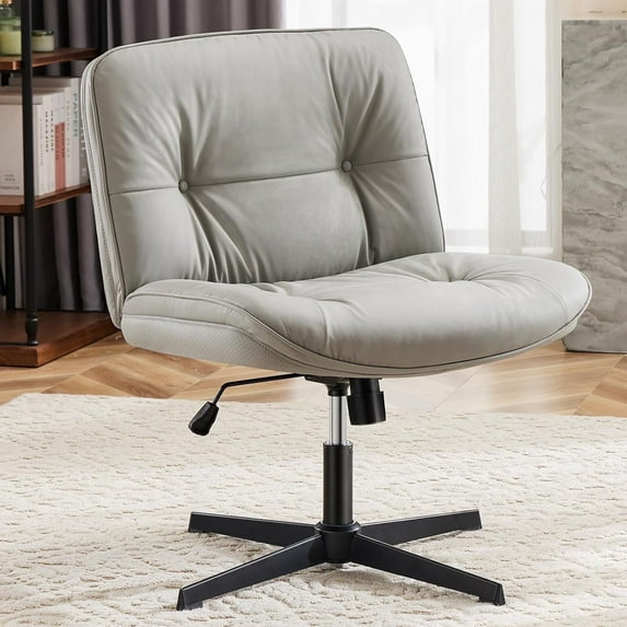 Criss Cross Chair, Armless Office Desk Chair, Wide Seat No Wheels, Height Adjustable Comfy Computer Task Swivel Chair