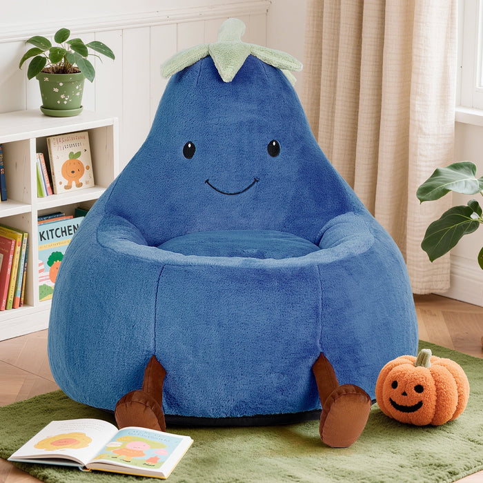 TINKLE WELL Cute Bean Bag Chair, Padded Sofa with Soft Faux Rabbit Fur, Cartoon Style，24in/31in  Beige for Boys & Girls