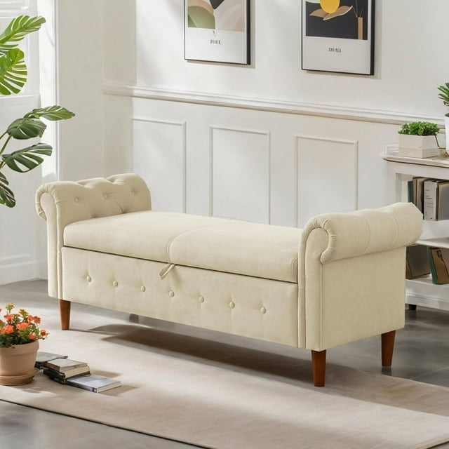 Dining Bench Made With Solid Wood Frame, Bench for Living Room, Bedroom, Entryway, Hallway
