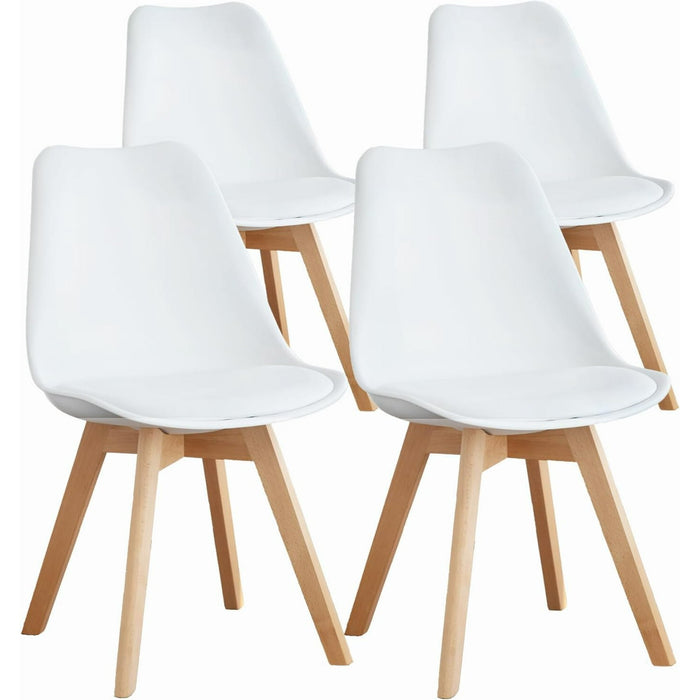 Blorly Dining Chairs, Set of 4 Kitchen Chairs with Wood Legs, PU Leather Cushion, Living Room Bedroom