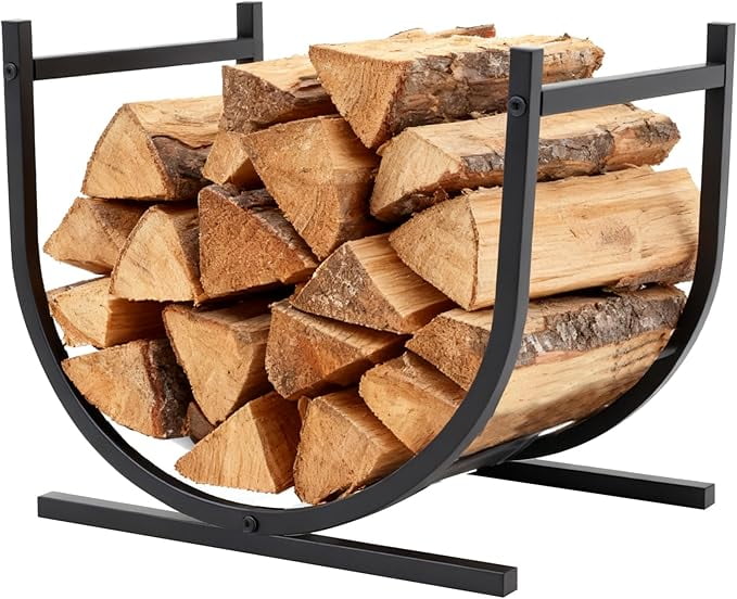Dozzle 17-Inch Metal Firewood Holder - Heavy-Duty Log Storage Rack for Fireplace, Outdoor Patio, and Yard Use