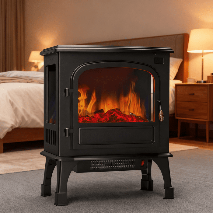 Dozzle 26" Corner Electric Fireplace - Adjustable 3D Flame Heater with 1500W/750W Power Settings, Freestanding Unit Ideal for Living Rooms, Bedrooms and Offices