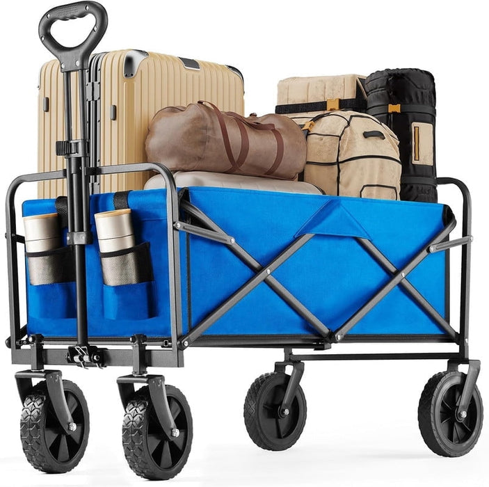 Dozzle 30" All-Surface Folding Wagon: A robust, large-volume Blue utility cart. Ideal for carrying your essentials across beach, park.